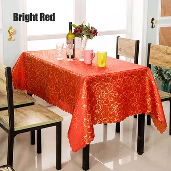 

New Embroidered Gold Leaf Dinner Table Cover Red Blue Beige For Hotel Home Cafe Decor Wedding Party Favor Candy Table Cloth