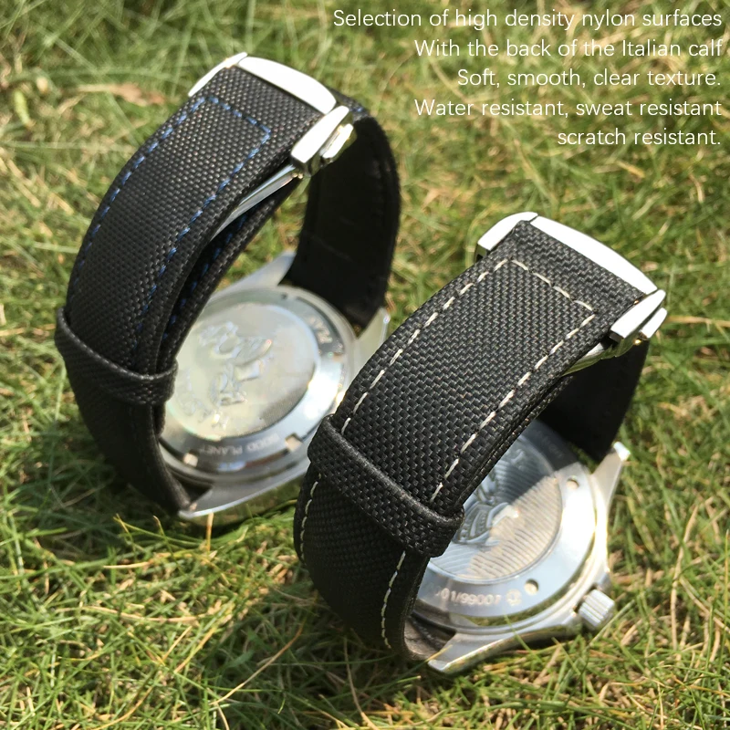 Ремешок из нейлона и кожи для наручных часов модный спортивный браслет Submariner Omega
