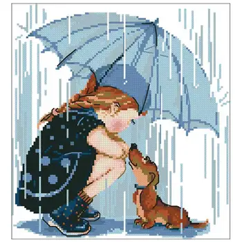 

Girl and dog patterns Counted Cross Stitch 11CT 14CT 18CT DIY Chinese Cross Stitch Kits Embroidery Needlework Sets home decor