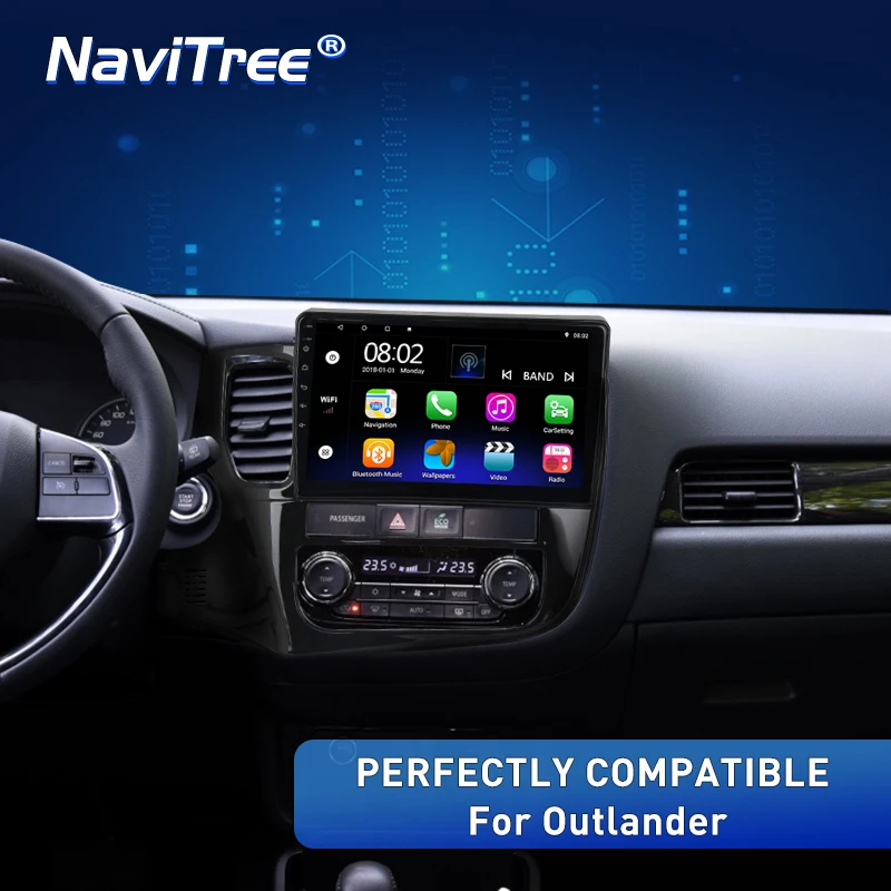 NaviTree 9 дюймов ips 2.5D Android 9,0 автомобильный радио мультимедиа для Mitsubishi OUTLANDER- gps навигация SWC wifi bluetooth