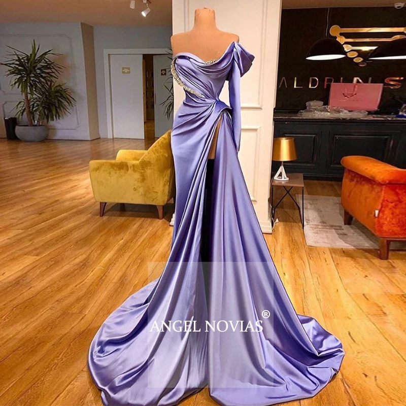 Long Mermaid Purple Arabic Evening Dress 2020 kaftan Dubai Vestidos Elegantes Long Prom Party Dress evening dresses for women Evening Dresses