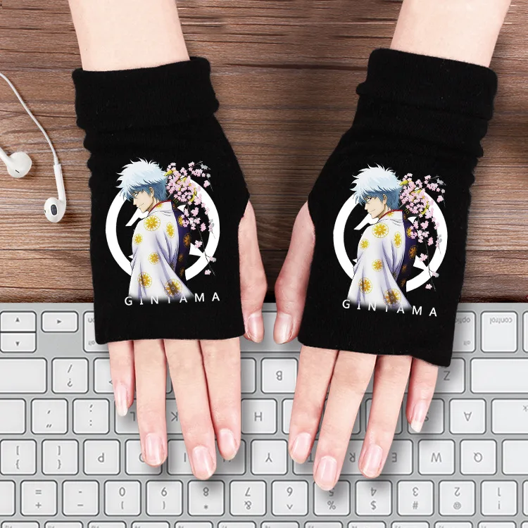 Мультфильм Аниме перчатки Lovelive My Hero Academy Токийский Гуль Natsume Yuujinchou Onmyoji Gintama зимние теплые Половина перчатки хлопок милые - Цвет: 11