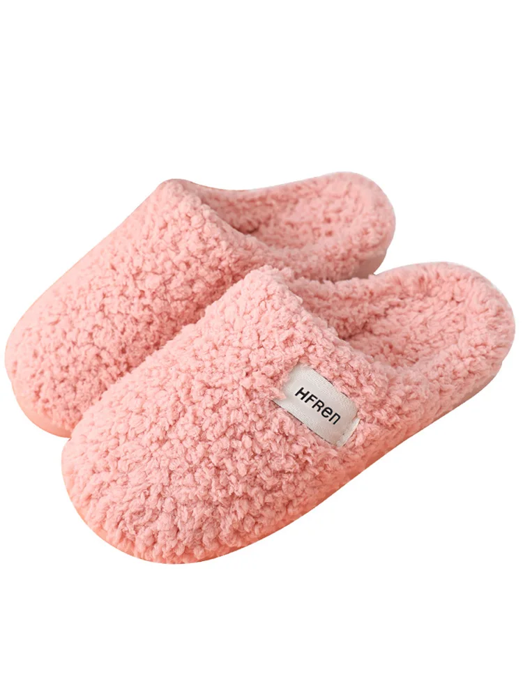Japanese Female with Velvet Soft Bottom Cotton Slippers Warm Home Winter Floor Antiskid Lovers with Men Flock Flat with Indoor