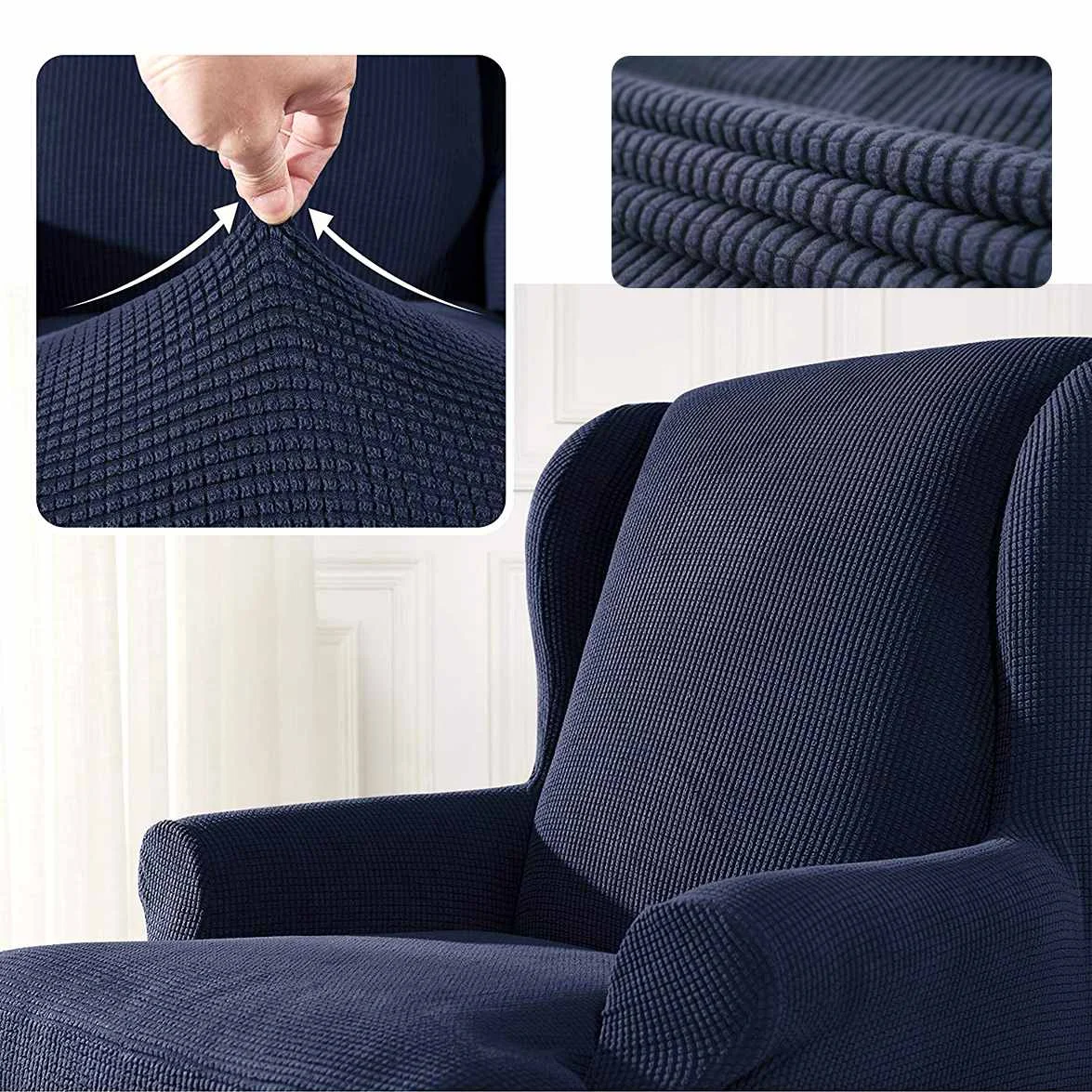 Эластичный Наклонный рычаг King задняя крышка кресла Wingback крыло диван задний Чехол для стула тянущийся протектор SlipCover протектор