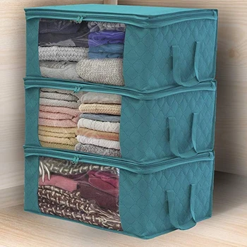 

Junejour Non Woven Fabric Storage Box Folding Storage Box Clear Window Organizer With Handles 3pcs/set