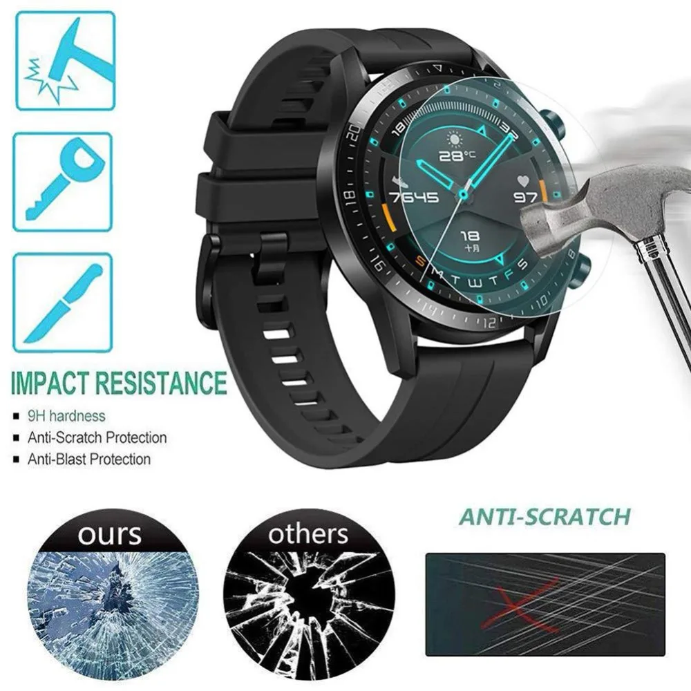 3Pcs 100% Original 9H Premium Tempered Glass For Huawei Watch 3 GT2 Pro GT 46mm Anti-Explosion Screen Protector Film Guard Cover