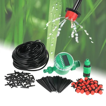 

Micro Drip Irrigation System Automatic Spray Greenhouse Watering Kits with Auto Timer 25m Garden Hose Plant Watering