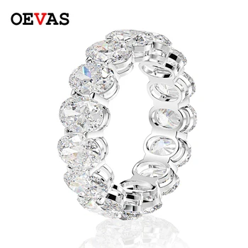 

OEVAS 925 Sterling Silver Oval Created Moissanite Gemstone Engagement Party Cluster Ring Wedding Band Fine Jewelry Wholesale