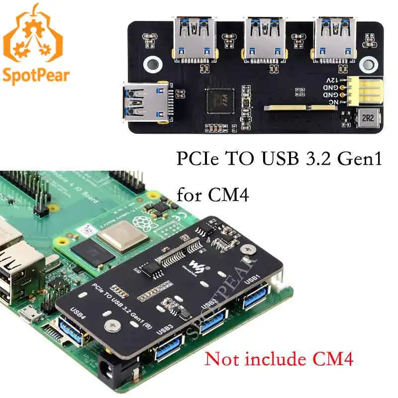 

Raspberry Pi Compute Module 4 CM4 official IO Board PCIe TO USB 3.2 Gen1 Adapter 4x HS USB