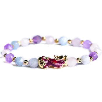 

Fashion amethyst Stone Chameleon pixiu Bracelets Bangles Classic Hand Knitting Charm Yoga for Women Men Luck Gifts Jewelry