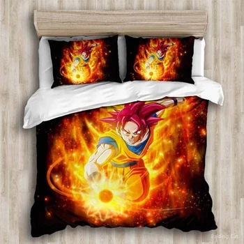 

Hot Anime Dragon Ball Z Bedding Set Son Goku Super Saiyan Printed Bedclothes Include Duvet Cover Pillowcase 2/3pcs Bed Linens