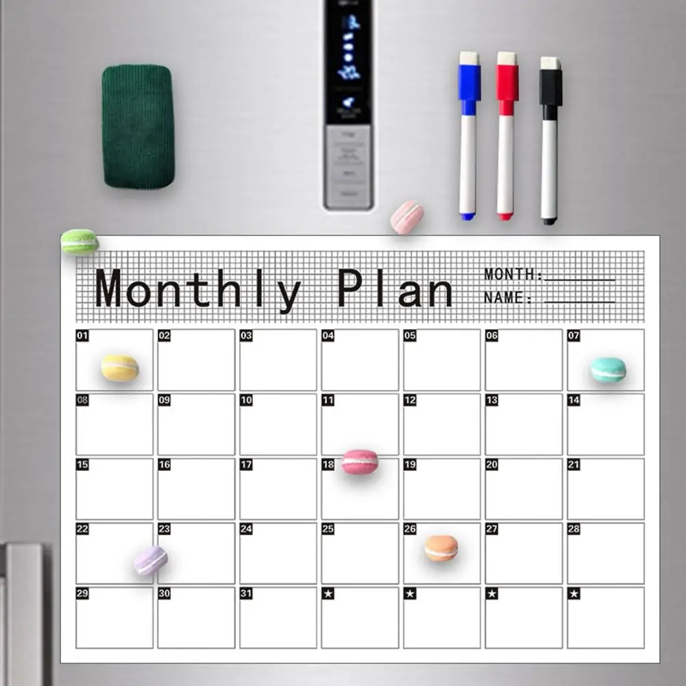 Weekly & Monthly Planner Fridge Whiteboard Calendar