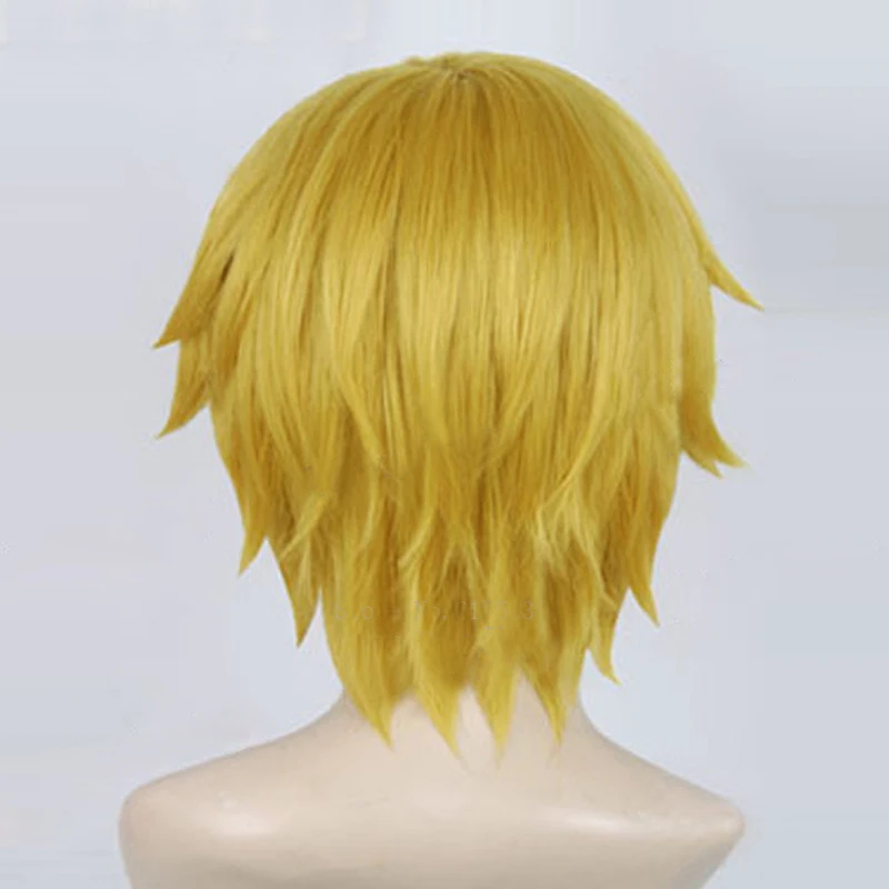 anime dress Anime One Piece Cosplay Wigs Sanji Wig Short Straight Golden Yellow Heat Resistant Synthetic Hair Cosplay Wig + Wig Cap old lady costume