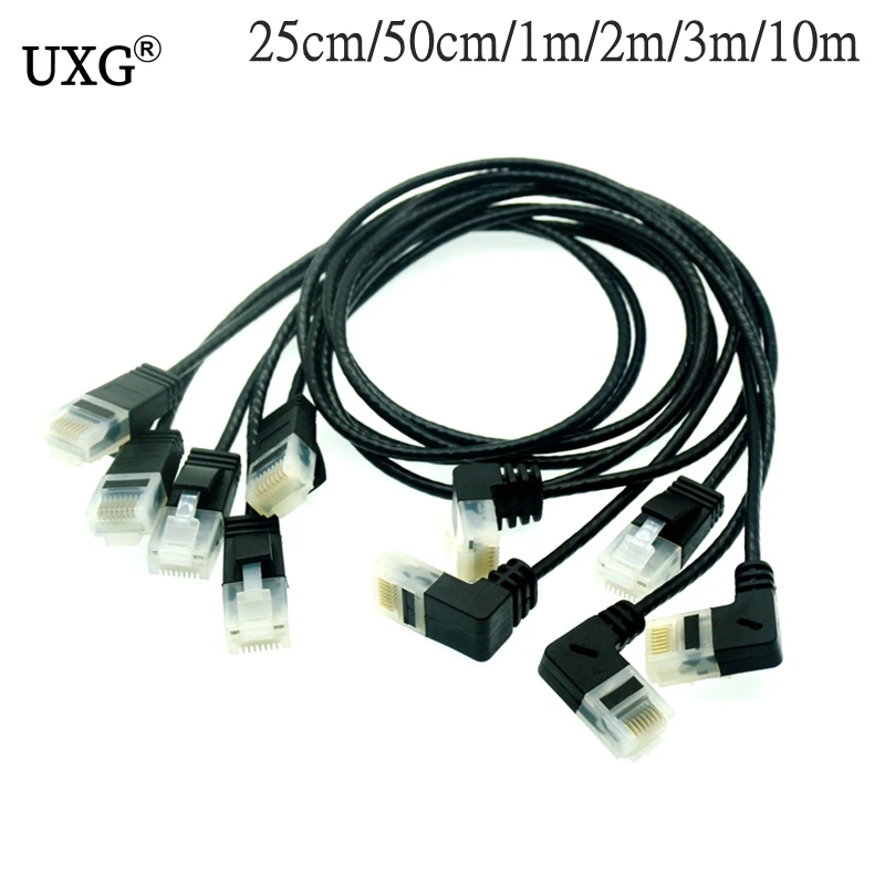 Ультратонкий Ethernet-кабель Cat6 RJ45 прямой угол сетевой UTP-кабель патч-корд 90 градусов