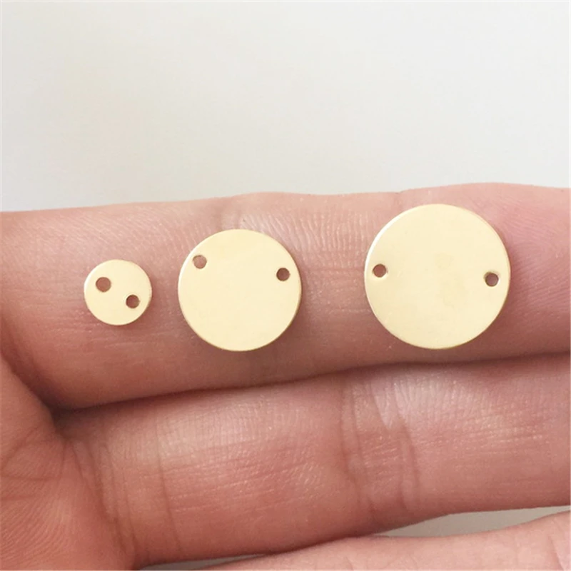 14K Gold Filled (14KGF) Round Disc with two Hole Gold Charm Jewelry for DIY Bracelet Necklace Making Jewelry Findings