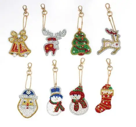 5 5D DIY full diamond diamond painting keychain ladies bag pendant key ring jewelry key ring special rhinestone Christmas LD503 - Цвет: 5