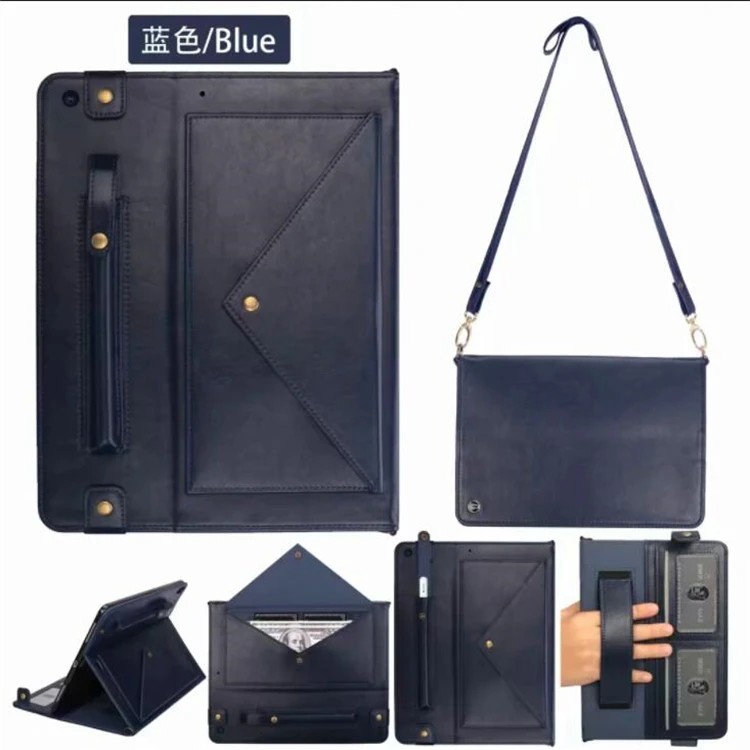 dark blue Для ipad 10,2 Многофункциональный Конверт кожаный чехол для планшета сумка для хранения A2197 с ремешком для apple Pencil Slot A2198 - Цвет: dark blue
