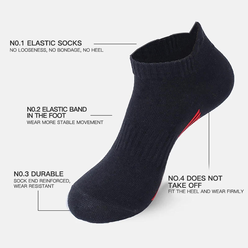Chaussettes de sport en coton pour hommes, 5 paires/lot, haute qualité, cheville, respirantes, douces et confortables, courtes, à la mode, quatre saisons, 4 Styles_voghion.com