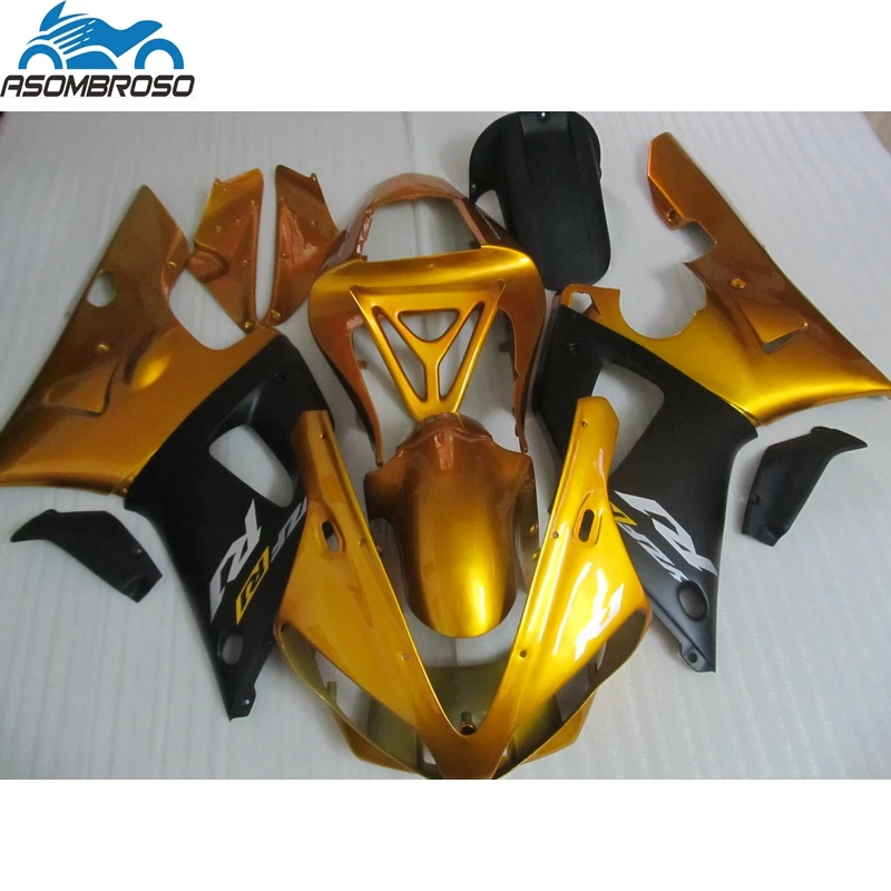 Carenature Per Carrozzeria Moto Prezzo Più Basso Per Kit Carenatura Yamaha R1 2000 Set Carenatura In Plastica Nera Oro 2001 Yzfr1 00 01 Hj69