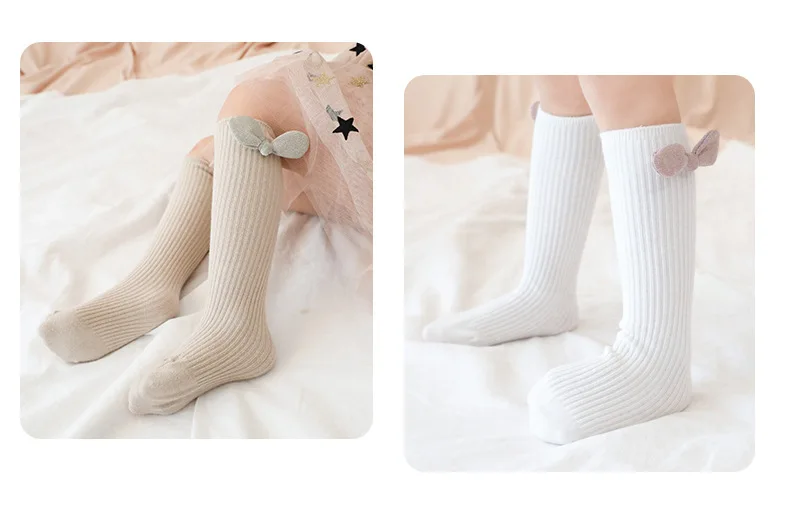 Новые детские носки осень-зима носок однотонного цвета для малышей хлопковые носки с двойной иглой для девочек детские носки с бантом