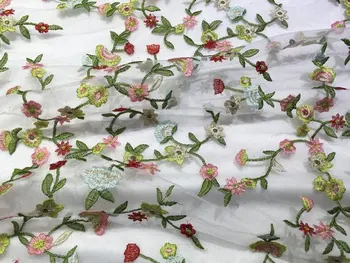 

1 yard lace fabric with embroidered lace for clothes decoration, Multicolour Nigerian Lace Fabric For Wedding by the yard