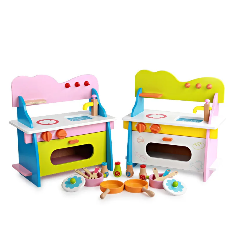 

Infants Wooden Kitchenette Toy Sets Children Play House Model Kitchenware