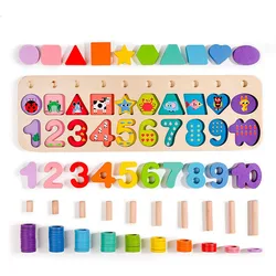 Montessori brinquedos educativos de madeira placa matemática forma quebra cabeça pré escolar aprendizagem classificação matemática contagem brinquedos para crianças