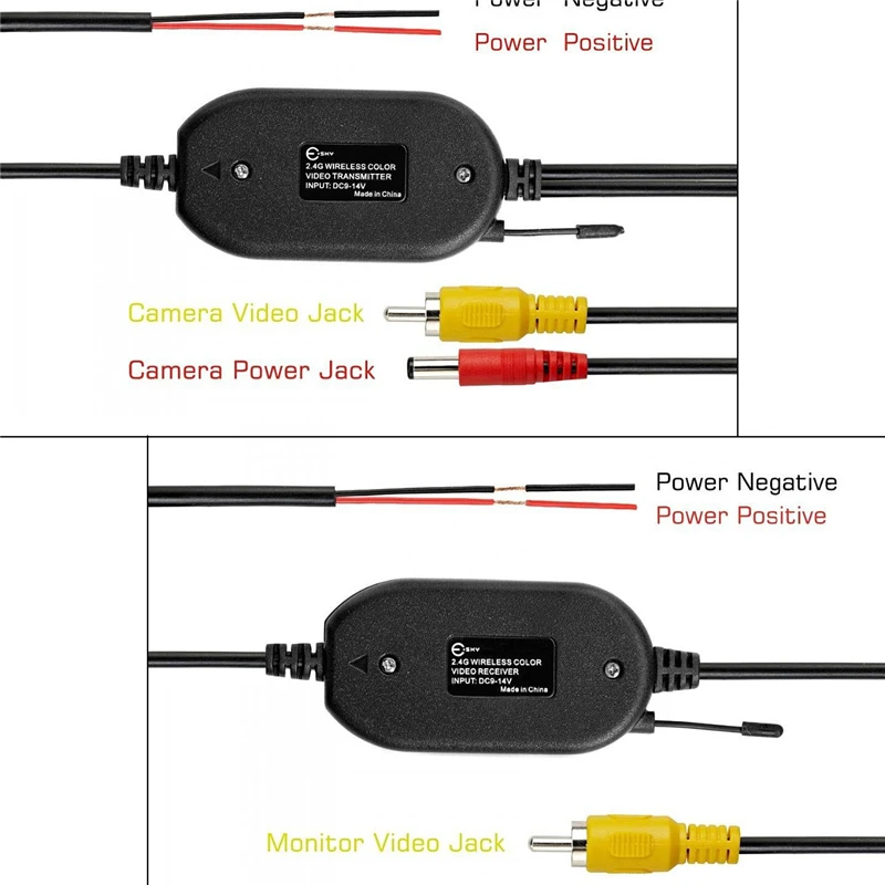 1 Set Black 2.4G Wireless Video Transmitter Receiver Adapter Kit For Car Rear View Camera DVD Monitor Reverse Parking Backup Cam
