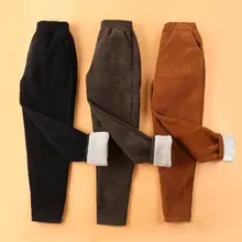 Miaozixin Women Pants Solid Elastic Waist Thick Harem Pants 2020 Winter Korean version New Lambskin Cashmere Warm Corduroy Pants