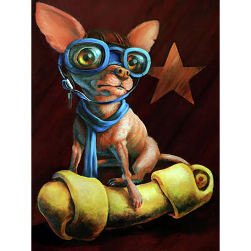 

5D diamond embroidered glasses dog diamond painting full set of diamond mosaic home decoration hanging painting new year gift
