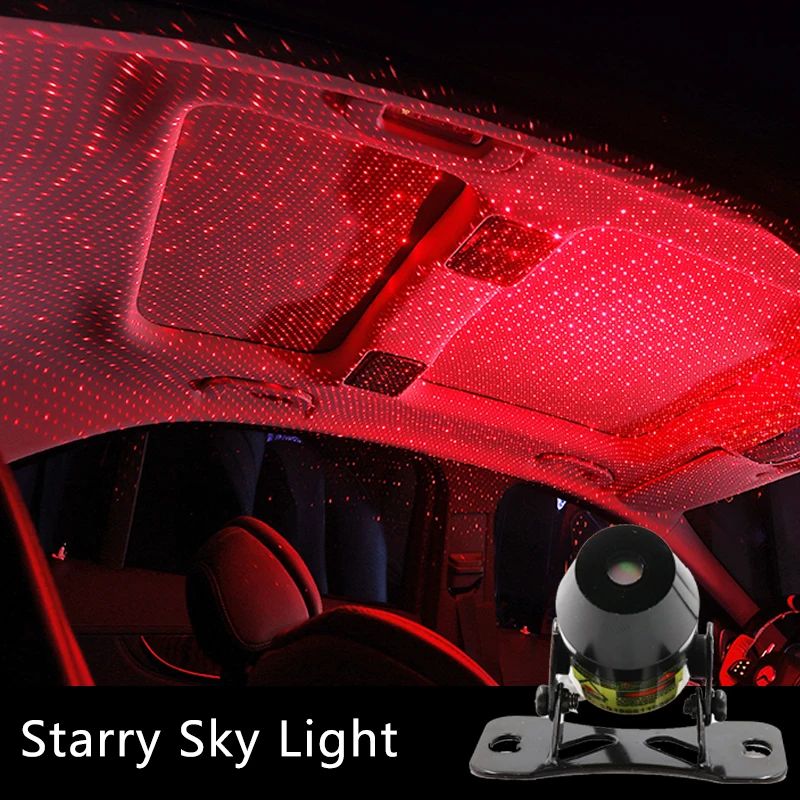 Niscarda, красный светодиодный светильник звездного неба для автомобиля, музыкальный звук, пульт дистанционного управления, лазерный светильник, USB, декоративная лампа для салона автомобиля