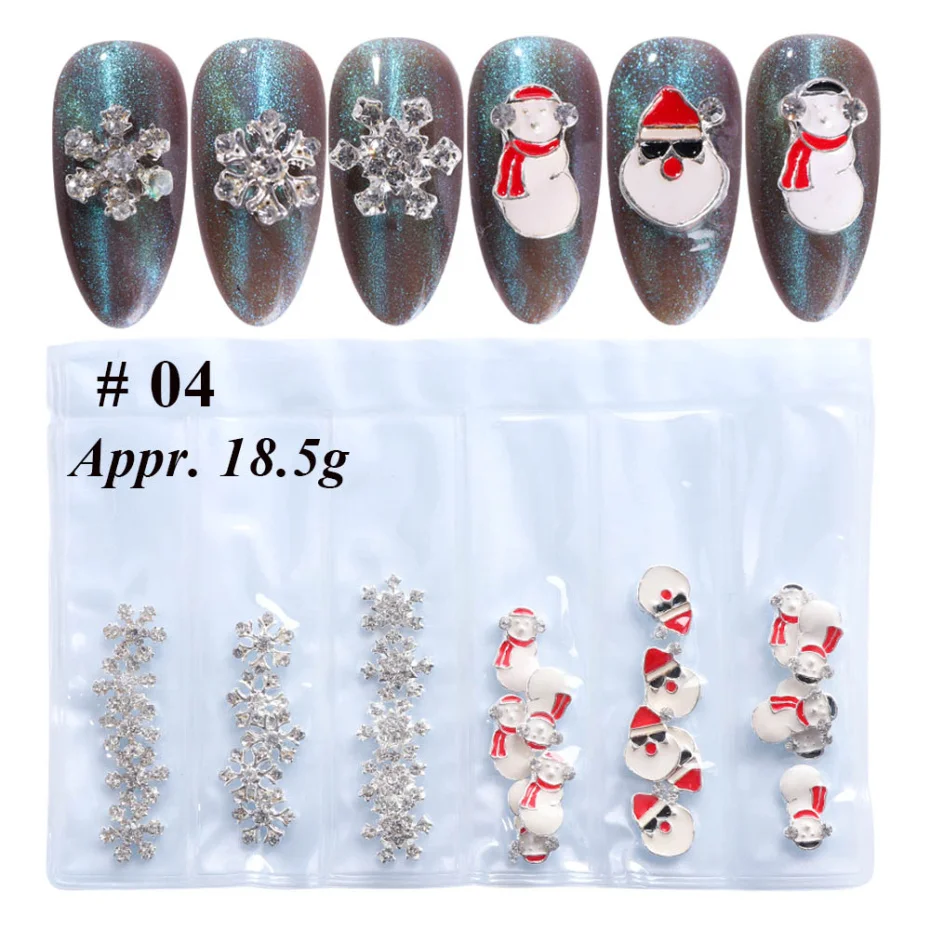 1Pack 3D Snowflakes Metal Nail Glitter Sequins Hollow Out Decorations For Christmas Nail Art Paillette Gel Manicure Tools LA1532