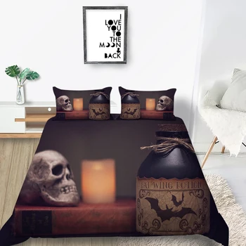

Scary Skull Bedding Set Vintage Classic Fashionable Gloomy Duvet Cover King Queen Twin Full Single Double Unique Design Bed Set