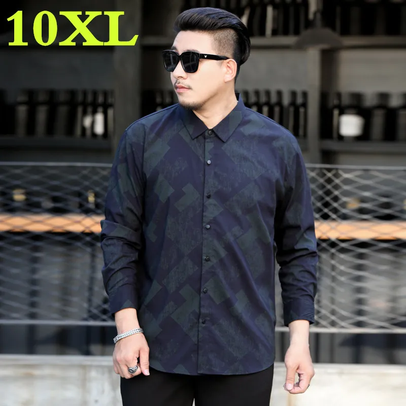 

new plus size 10XL 9XL 8XL 7XL 6XL Casual Men Shirts loose Fit Male Social Shirts Brand Long Sleeve Business Shirt Men Clothes