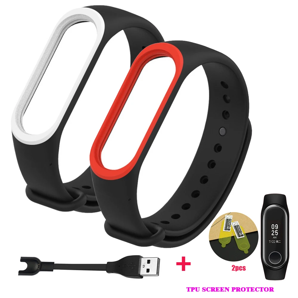 YHNUJM сменные полосы + usb кабель для зарядки 2 шт Защитная пленка экрана