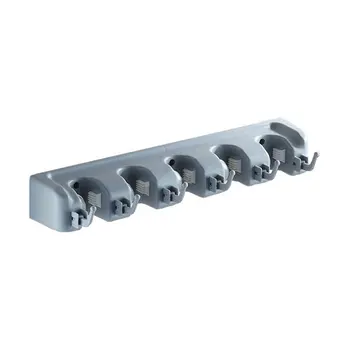 

Multifunctional Storage Mop Clip Storage Rack Black Pp Plastic 5 Block 6 Hook Punched Gray White Card Ball