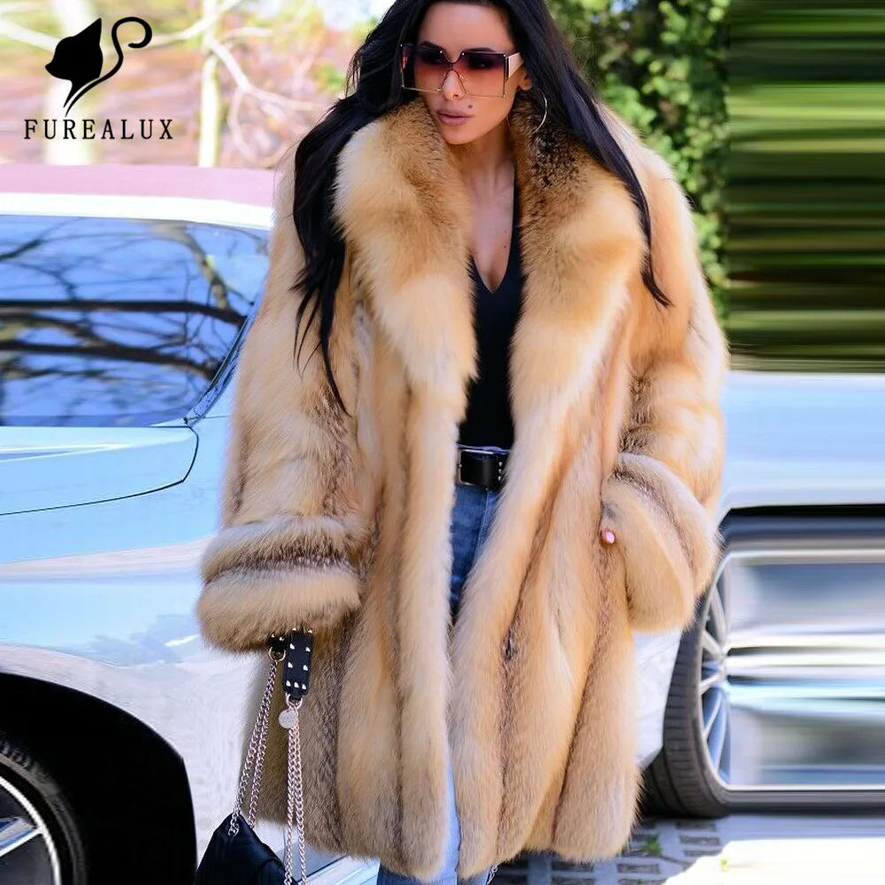 

Natural Real Red Fox Fur Coat Hooded Customized Casual Spring Autumn Winter Fashion New Coats For Women Thicken Fox Fur Jackets