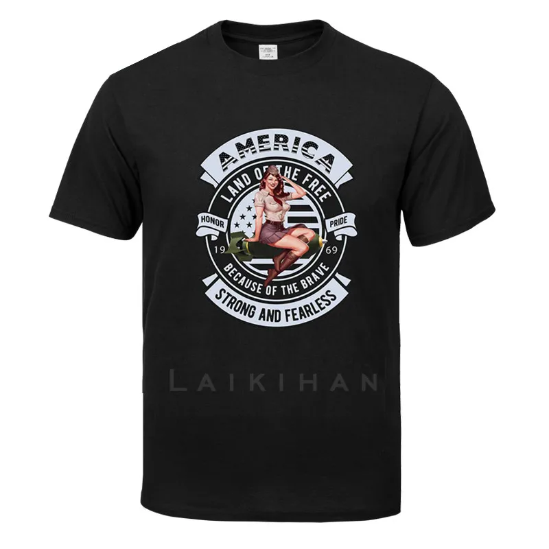 

summer t shirt for men America Bomber Pin Up Girl t-shirt T-shirt elegant male brand teeshirt men summer cotton t shirt