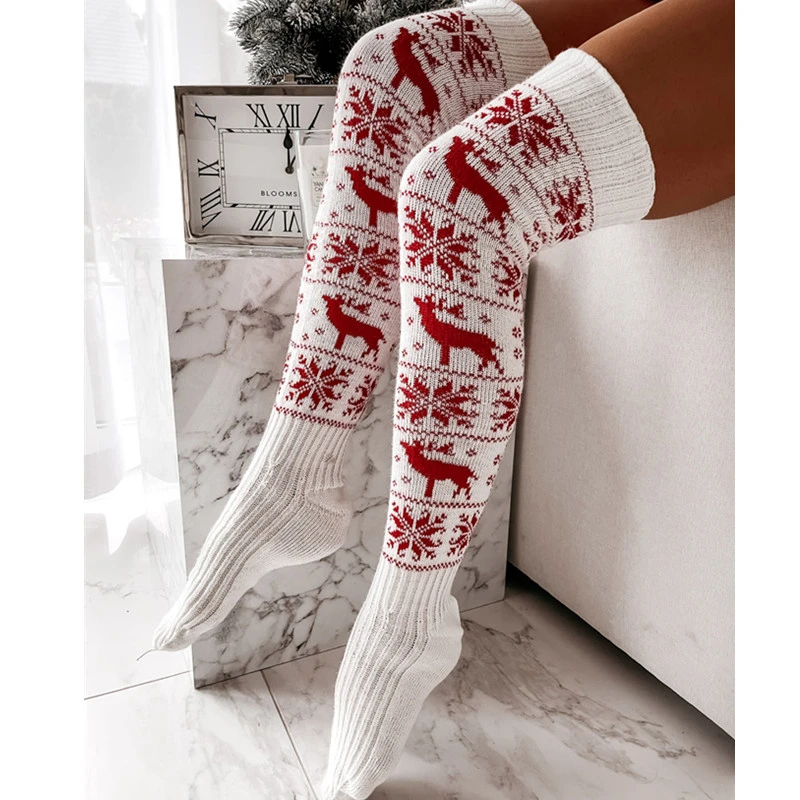 Medias de Navidad para mujer, medias largas punto para niña y mujer, calcetines de punto hasta el muslo por encima de la rodilla de invierno| Medias| AliExpress
