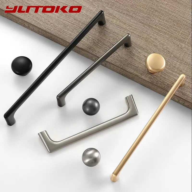 YUTOKO Cabinet handle Pearl Gray Brass Gold Cabinet Door Handles Zinc Alloy Drawer Knobs Pulls Kitchen Furniture Handle Hardware