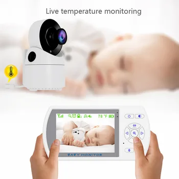 

Baby Monitor with Security Camera Night Vision Real-time Temperature Two-way Audio 2X Zoom 355° PTZ Lens 4 lullabies Baby Nanny