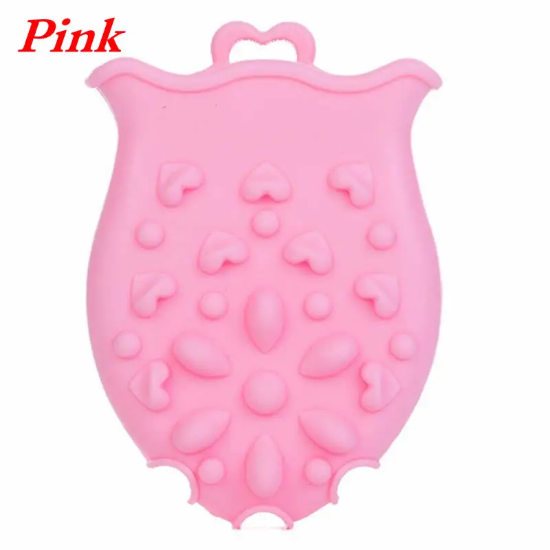 Pink Baby Cartoon Bath Brush Soft Bather Children Massage Silicone Shampoo Brush Kids Bathing Supplies - Цвет: Pink