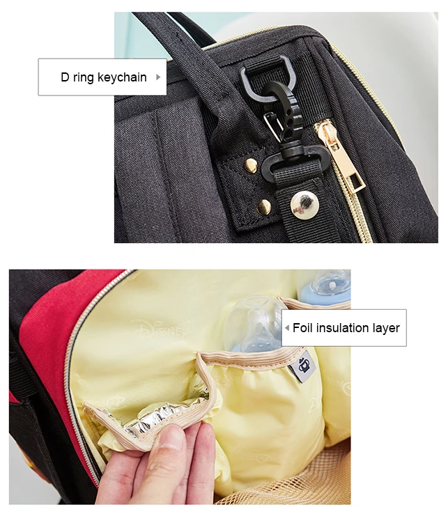 Disney сумки для подгузников мама беременных женщин рюкзак Детская коляска Сумка Микки Маус Мумия рюкзак большой емкости, чтобы отправить крюк