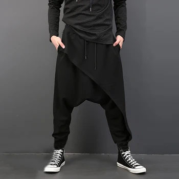 

INCERUN Men Harem Pants Elastic Waist Loose Streetwear Drop-crotch Trousers Men Punk Style Joggers Stylish Pants Plus Size 5XL