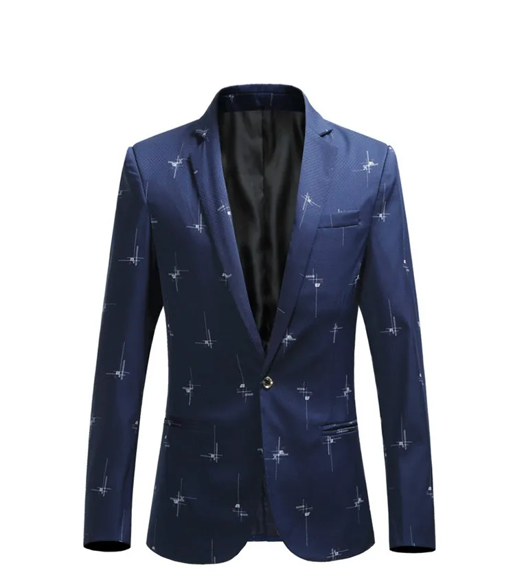 Плюс размер 5XL 6XL модный мужской Костюм приталенный Блейзер деловой повседневный костюм с принтом куртка певица пальто белый темно-синий