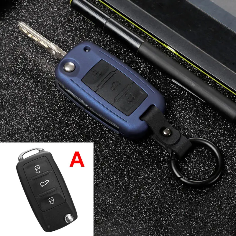 ABS пластик+ силиконовый чехол для ключей от машины крышка для V W Golf Bora POLO GOLF Passat Polo Golf 7 MK7 Tiguan MK2 Magotan Passat B8 A7 - Название цвета: A  Blue