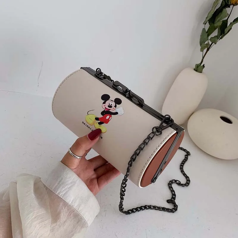 Disney Микки Маус Осенняя сумка через плечо женская модная цепь маленькая круглая сумка монета леди Минни Мобильный телефон сумка