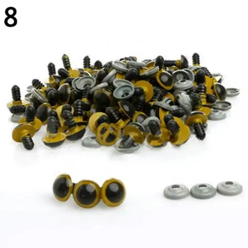 100 Pcs 8-20mm Plastic Safety Eyes for Teddy Bear Doll Animal Puppet Craft DIY Plastic Safety Eyes Puppet Craft DIY Craft DIY Yellow