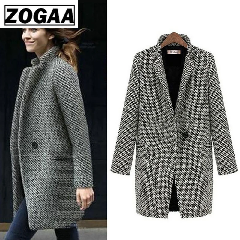 

Fashion Long Woolen Women Coat Female Plus Size Winter Autumn Plaid Jacket 2019 Wool Blend Cape Coat Tweed Outwear 5XL 6XL 7XL