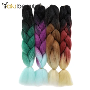 

Yaki Beauty Synthetic Xpression 24Inch 100g Jumbo Braiding Straight Spring Curly Ombre Color Prestretched Braid